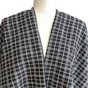 None Cape Wrap Poncho Navy Blue White Plaid Open Front Reversible Cape Wrap Size L/XL Photo 2