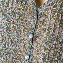 Timing Sheer Green Pink Yellow Floral Blouse With Tie Front Size Large Photo 4