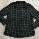 Staccato  women’s large black / green plaid button down top Photo 1