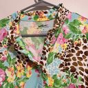 Gottex  Life Style Multicolor Floral Animal Print Blouse with Button Detail XL Photo 1