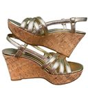 Ralph Lauren NEW LAUREN  Gold Metallic Leather Platform Wedge Sandals Women's 8 B Photo 1