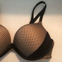 Frederick's of Hollywood Frederick’s of Hollywood Bra Heartthrob Fishnet Full Figure Black Tan Sz 36C EUC Photo 3