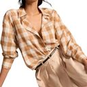 Maeve Anthropologie  XS Tan White Buffalo Checkered The Bennet Buttondown Shirt Photo 0