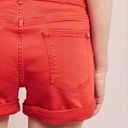 Pilcro and the Letterpress Anthropologie  Hyphen Mid-Rise Red Denim Shorts Photo 3