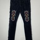 Unif  Tribal Fringe Santa Fe Black Straight Leg Jeans Size 27 Photo 1