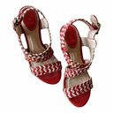 Frye  Corrina Whipstich Platform Wedges Leather Peep Toe Braided Sandals 5.5 GUC Photo 6