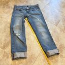 Gap  Jeans Straight Crop Coupe 3/4 Cuffed Medium Wash Jeans Distressed Sz 0 blue Photo 1