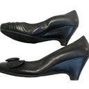 Krass&co GH Bass & . Women’s Black Leather Round Toe Kitten Heel Wedge, Size 6M Photo 2