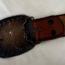 Vintage HAND TOOLED Leather WESTERN Belt XL Brown with Brass Rhinestone Buckle Photo 8