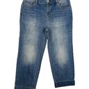 Chico's  Platinum Size 0 US 4 Straight Leg Crop Jean Cotton Stretch Med Wash Blue Photo 0