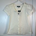 Modcloth  White Eyelet Polished Touch Blouse Button Down S/S Cream XS NWT #AZ-161 Photo 1