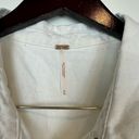 Free People  Linen Blend Button Front White Frayed Boho Vest Size Medium Photo 4