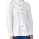 Ganni  Ruched Cotton Poplin Shirt Button Down Long Sleeve White Women's 34 US 4 Photo 0