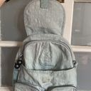 Kipling Firefly Small Nylon Mini Backpack Light Blue Grey Monkey Keychain Photo 6