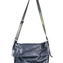 Garnet Hill  Navy Leather Foldover Messenger Bag Crossbody Made in Italy Italian Photo 3