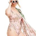 Agua Bendita  x Target Blush Romantic Floral Print Flutter Sleeve Swimsuit XXL Photo 0