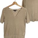 Banana Republic  Women's Small Short Sleeve Organic Cotton Pointelle Sweater Sand Photo 1