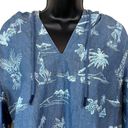 Tommy Bahama  Hula Hut Tropical Print Baja Blue Linen Blend Hoodie Photo 2