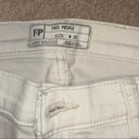 Free People  Great Heights Light Ivory Denim Frayed Hen Distressed Skinny Jeans Photo 2