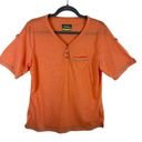 Cabela's  Orange Short Sleeve V-Neck 1/4 Snap Cuffed Sleeve Lightweight T-Shirt L Photo 0