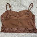 Brandy Melville Dionne Cropped Camisole Tank Satin Lace Beige Photo 3