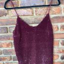 DO+BE  Burgundy Velvet Sequined Sleeveless Mini Tank Slip Dress Size Small Photo 2