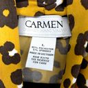 Carmen Marc Valvo Carmen Top Women's Size Large Yellow Floral Leopard Print Tank Blouse Knot Front Photo 6