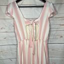 Trixxi  • Midi Dress • Striped • White Pink • Medium • Buttons • Sleeveless Photo 3