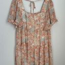 Lizard Thicket Women’s Pink Blue Pastel Floral Feminine Ruffle Flowy Dress Small Photo 0