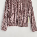 Mosaic & Co  Full Zip Pink Rose Velvet Bomber Jacket Size Medium NWT Photo 3