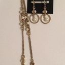 DKNY New  Long Necklace & Earrings Gold w pearl Photo 0