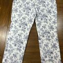 Mario Serrani Italy Pants Women's 12 Blue White Floral Crop Straight Leg Photo 0