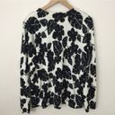 Cathy Daniels Black White Wool Hibiscus Floral Palm Leaves Sweater Photo 4