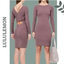 Lululemon  Contour Dress Nulu Dusty Pink Antique Bark Long Sleeve Cutout Back 4 Photo 1