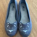 Cliffs by White Mountain | Novelty Cat Embroidery Grey Flat | Women's Size 9W Photo 1