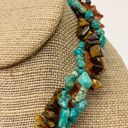 Turquoise tiger’s eye and carnelian chip boho southwest necklace Blue Photo 1