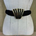 Vintage Black Rope Stretch Belt With Gold Toned Brass Hardware 28 Photo 10