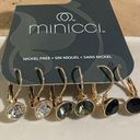 Minicci  Earrings 3 Pair of Gold Tone Dangle Leverback Faux Gemstone Photo 0