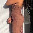 House Of CB VALENTINA MOCHA ASYMMETRIC CUTOUT MIDI DRESS Photo 1