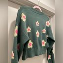 Daisy Bailey Rose Green Pink & Pale Yellow  Floral Cropped Cardigan Sweater - S Photo 12