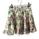 Hill House NWT  The Paz Skirt in Pink Roses Linen Mini Photo 2