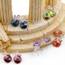 Ocean Fashion Dark purple lovely flowers crystal earrings Photo 4