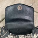 DKNY  Elissa Graffiti Leather Crossbody Bag Black Silver Chain NYC Theme Lock Photo 7