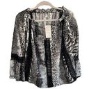 Alberto Makali NWT  Lace Bell Sleeve Animal Print Blouse | Black/White | Small Photo 0