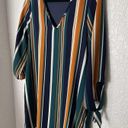 Entro  Womens Long Sleeve Dress Size Small Green Stripe V Neck Retro Fall Colors Photo 5