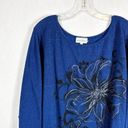 Fashion Bug  Plus Size 4X Top Blue Floral Sparkly Ruched Sides Metallic 1398 Photo 2