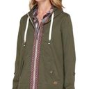 Roxy  Olive Green Embroidered Zip Up Hooded Jacket Surf Company Women’s Large Photo 2