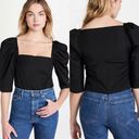 Vince NWT  DRAPED 3/4 SLEEVE SQUARE NECK POPLIN TOP BLOUSE BLACK Photo 1