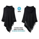 NEW Hooded Cape Fringed Hem Poncho Knit Pattern One Size Size undefined Photo 2