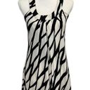 Xxi Geometric Print Sleeveless Pleated Racerback Dress Cream Black Small Photo 0